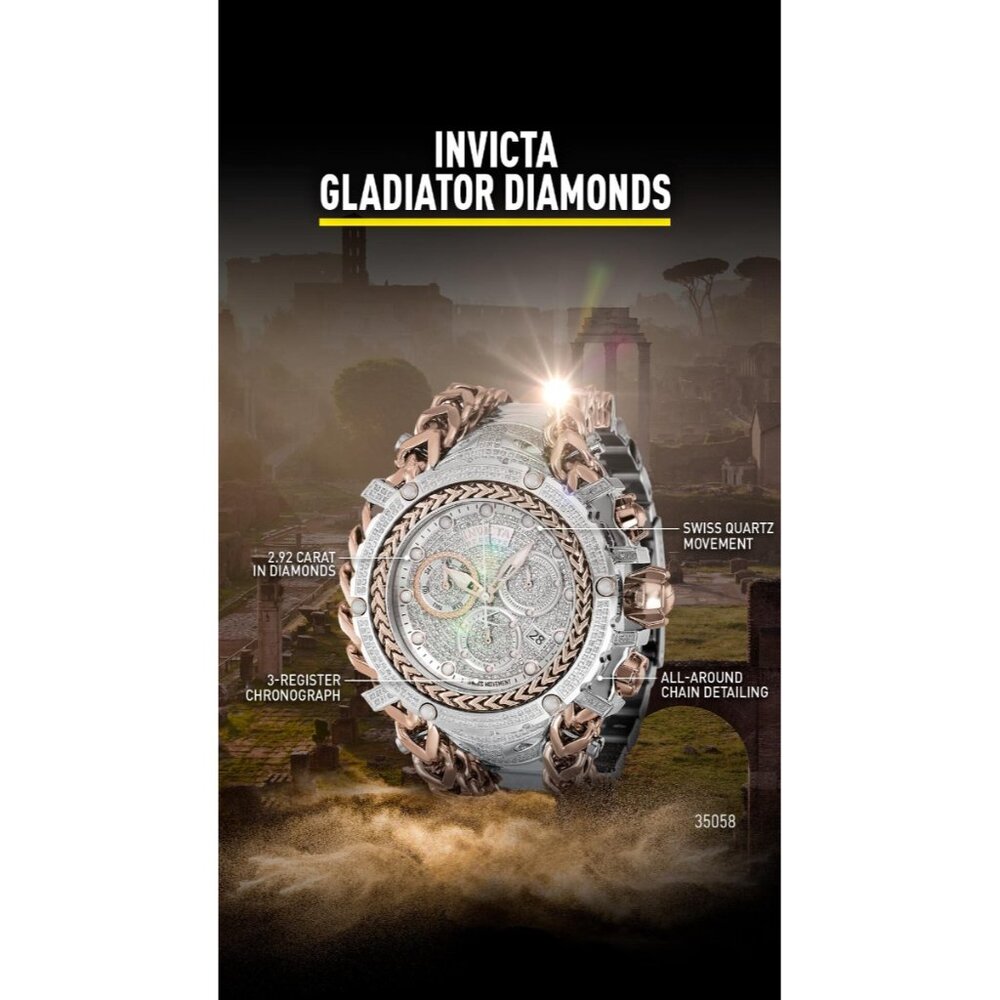 Invicta Swiss Reserve Gladiator 2.92CTW Diamond w/ Rose Gold Mens Watch New! - Picture 5 of 10